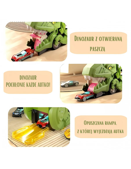 WOOPIE dinozaurų valgytojo bėgių transporto priemonių rinkinys, 13 vnt.