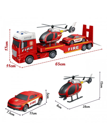 WOOPIE Zestaw Pojazdów Laweta Strażacka Helikopter Samochód Dźwięk Światła WOOPIE Zestaw Pojazdów Laweta Strażacka Helikopter Samochód Dźwięk Światła