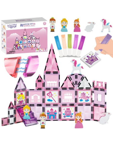 WOOPIE magnetinių kaladėlių Princesės pilies rinkinys 50 vnt.