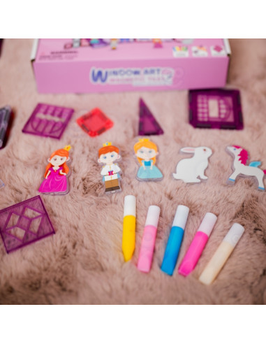 WOOPIE magnetinių kaladėlių Princesės pilies rinkinys 50 vnt.