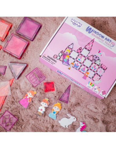 WOOPIE magnetinių kaladėlių Princesės pilies rinkinys 50 vnt.