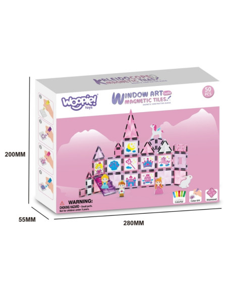 WOOPIE magnetinių kaladėlių Princesės pilies rinkinys 50 vnt. WOOPIE magnetinių kaladėlių Princesės pilies rinkinys 50 vnt.