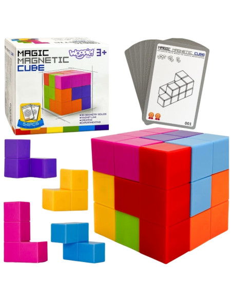 WOOPIE Tetris kubo dėlionė su kortelių rinkiniu WOOPIE Tetris kubo dėlionė su kortelių rinkiniu