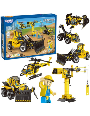 WOOPIE statybiniai kaladėlės iš statybinių transporto priemonių, 8 STEAM modeliai