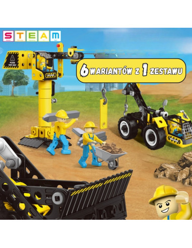 WOOPIE konstravimo rinkinys Statybinės transporto priemonės STEAM 6in1 223 vnt.
