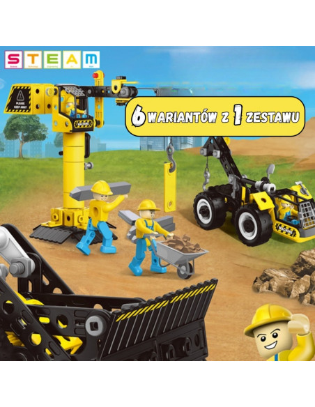 WOOPIE konstravimo rinkinys Statybinės transporto priemonės STEAM 6in1 223 vnt.