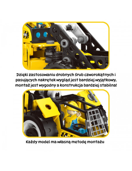 WOOPIE konstravimo rinkinys Statybinės transporto priemonės STEAM 6in1 223 vnt.