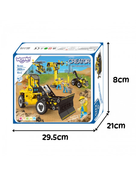 WOOPIE konstravimo rinkinys Statybinės transporto priemonės STEAM 6in1 223 vnt.