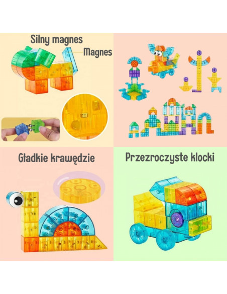 WOOPIE permatomi magnetiniai kaladėlės 43 vnt.