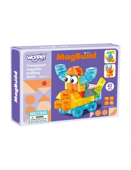 WOOPIE permatomi magnetiniai kaladėlės 43 vnt.