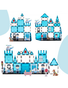 WOOPIE magnetinių kaladėlių 3D policijos nuovados rinkinys, 42 vnt. 2