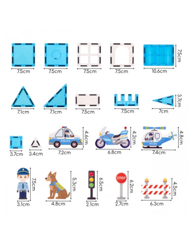 WOOPIE magnetinių kaladėlių 3D policijos nuovados rinkinys, 42 vnt.