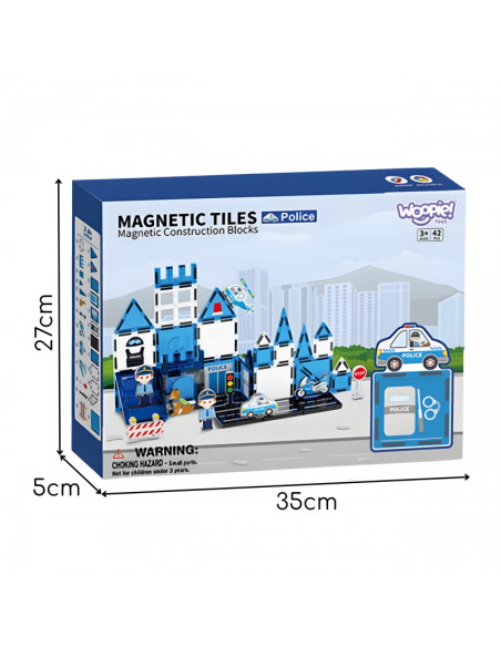 WOOPIE magnetinių kaladėlių 3D policijos nuovados rinkinys, 42 vnt.
