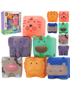 WOOPIE BABY Sensory blocks Animals Compression Puzzle + Sound 6 el.