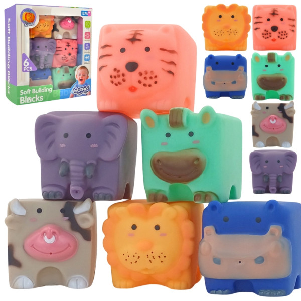 WOOPIE BABY Sensory blocks Animals Compression Puzzle + Sound 6 el.
