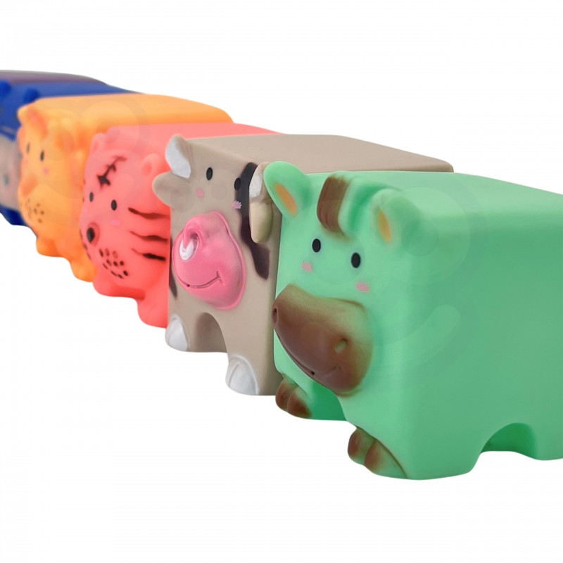 WOOPIE BABY Sensory blocks Animals Compression Puzzle + Sound 6 el.