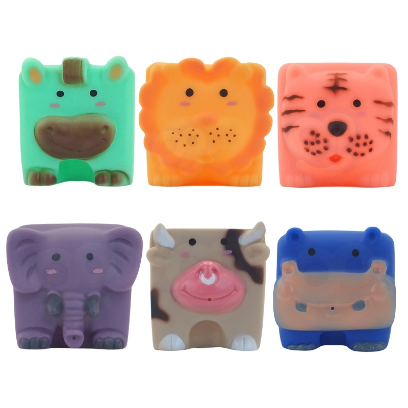 WOOPIE BABY Sensory blocks Animals Compression Puzzle + Sound 6 el.