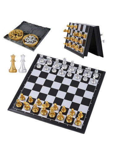 Портативные магнитные шахматы WOOPIE, золото, серебро