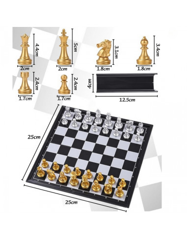 Портативные магнитные шахматы WOOPIE, золото, серебро