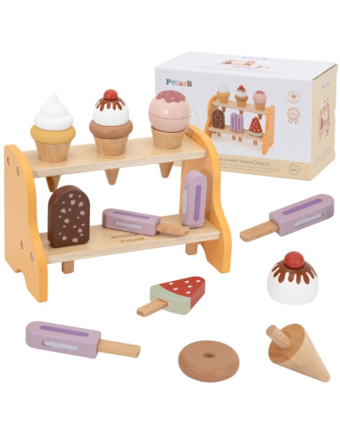 VIGA medinis ledų parduotuvės rinkinys su 6 ledais