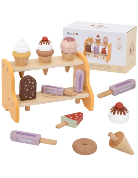 VIGA medinis ledų parduotuvės rinkinys su 6 ledais