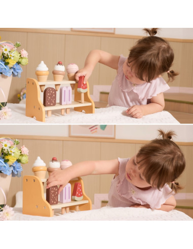 VIGA medinis ledų parduotuvės rinkinys su 6 ledais