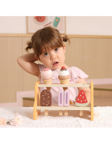 VIGA medinis ledų parduotuvės rinkinys su 6 ledais