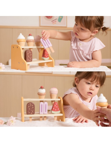 VIGA medinis ledų parduotuvės rinkinys su 6 ledais