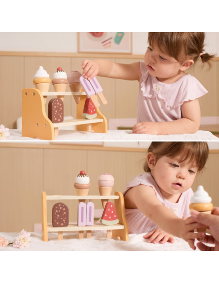 VIGA medinis ledų parduotuvės rinkinys su 6 ledais