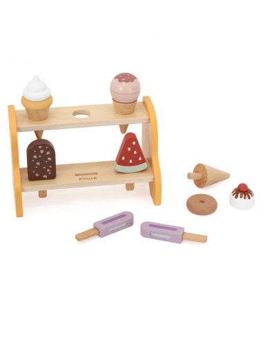 VIGA medinis ledų parduotuvės rinkinys su 6 ledais