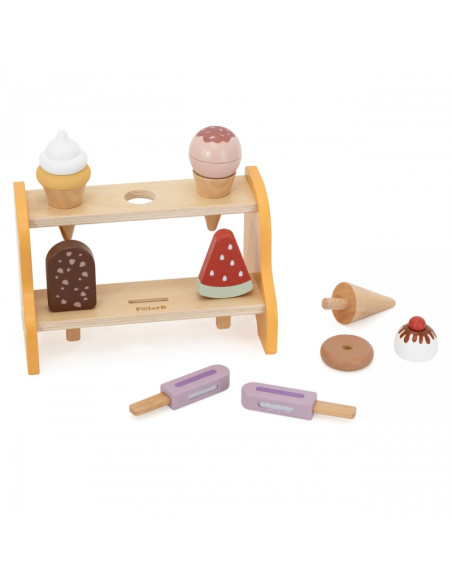 VIGA medinis ledų parduotuvės rinkinys su 6 ledais