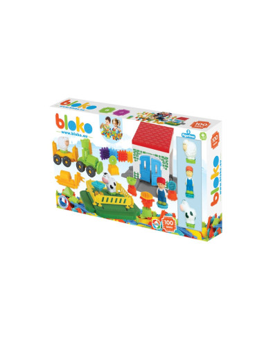 MOCHTOYS Ežio smeigtukų kaladėlės ŪKIS dėžutėje po 100 detalių + 3 figūrėlės