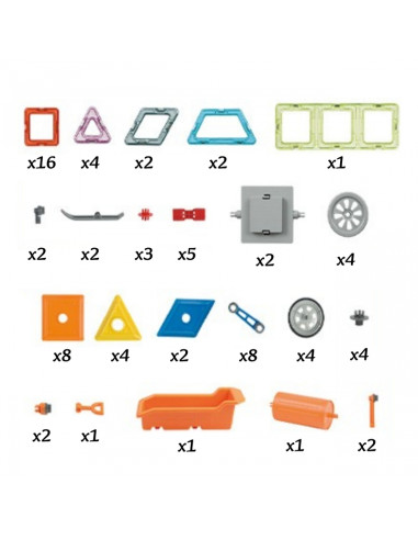 WOOPIE magnetinių kaladėlių spalvingų 3D transporto priemonių STEAM rinkinys 80 vnt.