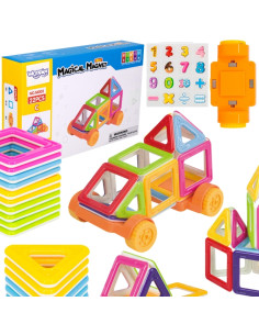 WOOPIE magnetiniai kaladėlės, transporto priemonės, mini STEAM pastatai, 22 vnt.