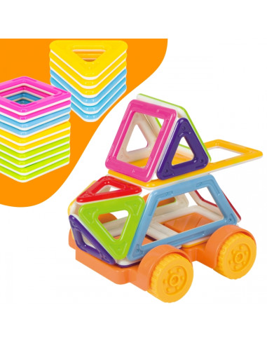 WOOPIE magnetiniai kaladėlės, transporto priemonės, mini STEAM pastatai, 22 vnt.
