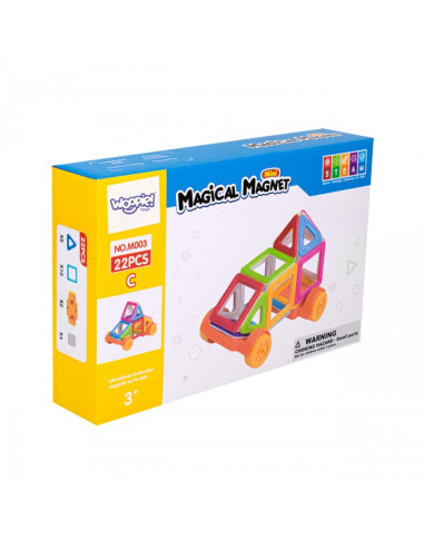WOOPIE magnetiniai kaladėlės, transporto priemonės, mini STEAM pastatai, 22 vnt.