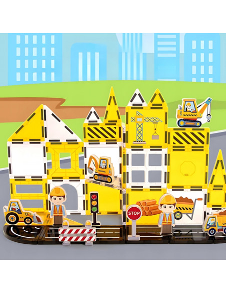 WOOPIE magnetiniai konstruktoriai 7,5 cm, statybvietės garai, 47 vnt.