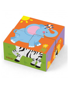 Viga medinė dėlionė zoologijos sodui, 4 dalys