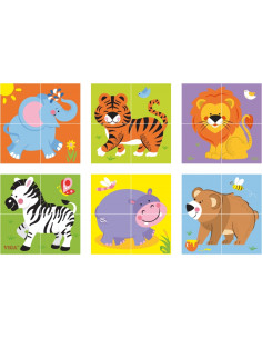 Viga medinė dėlionė zoologijos sodui, 4 dalys 2