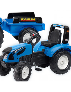 FALK Landini mėlynas pedalų traktorius su priekaba, skirtas nuo 3 metų amžiaus