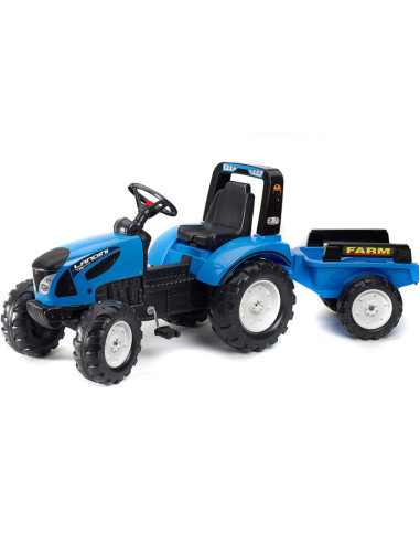 FALK Landini mėlynas pedalų traktorius su priekaba, skirtas nuo 3 metų amžiaus