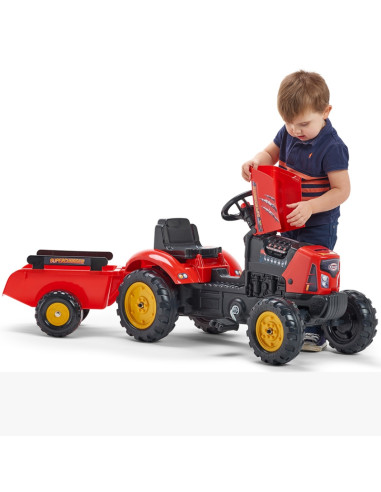 FALK Raudonasis „Supercharger“ traktorius, raudonas atidaromas gaubtas, nuo 2 metų amžiaus