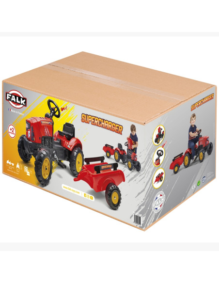 FALK Raudonasis „Supercharger“ traktorius, raudonas atidaromas gaubtas, nuo 2 metų amžiaus FALK Raudonasis „Supercharger“ traktorius, raudonas atidaromas gaubtas, nuo 2 metų amžiaus