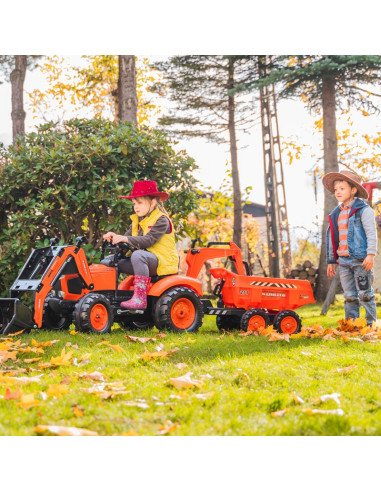 FALK Kubota oranžinis traktorius su priekaba nuo 3 metų