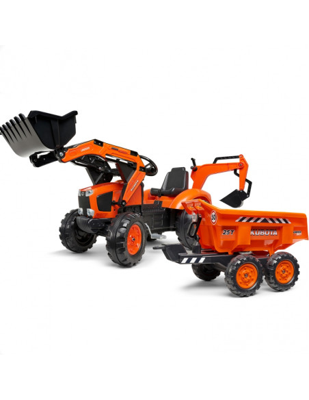 FALK Kubota oranžinis traktorius su priekaba nuo 3 metų FALK Kubota oranžinis traktorius su priekaba nuo 3 metų