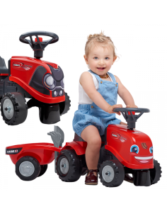 FALK Baby Case IH Ride-On Red su priekaba + priedais, skirtas nuo 12 mėnesių amžiaus