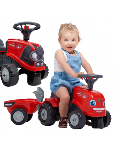 FALK Baby Case IH Ride-On Red su priekaba + priedais, skirtas nuo 12 mėnesių amžiaus