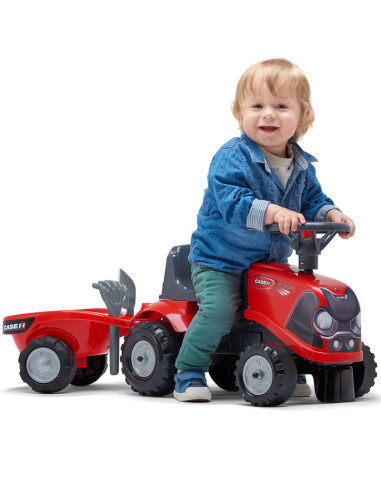 FALK Baby Case IH Ride-On Red su priekaba + priedais, skirtas nuo 12 mėnesių amžiaus