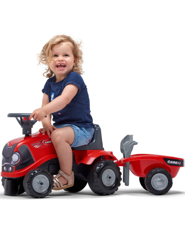 FALK Baby Case IH Ride-On Red su priekaba + priedais, skirtas nuo 12 mėnesių amžiaus