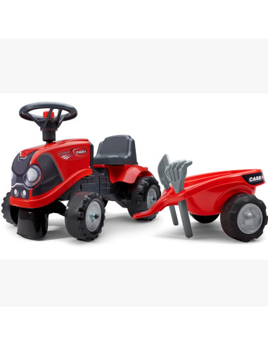 FALK Baby Case IH Ride-On Red su priekaba + priedais, skirtas nuo 12 mėnesių amžiaus